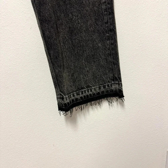 NWT $229 Paige Sarah Straight Ankle Black Denim Jean - Distressed Frayed Hem - Picture 6 of 10